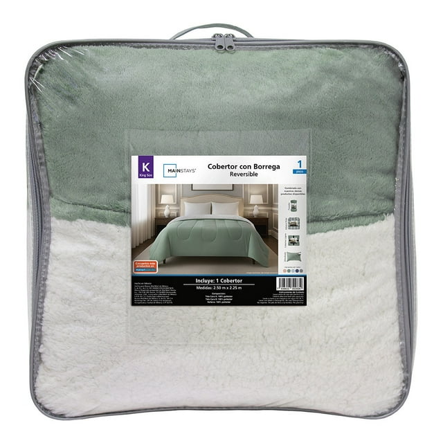Cobertor Con Borrega Mainstays King Size Verde