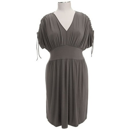 Women's Plus Cinched-Sleeve V-Neck Jersey Dress