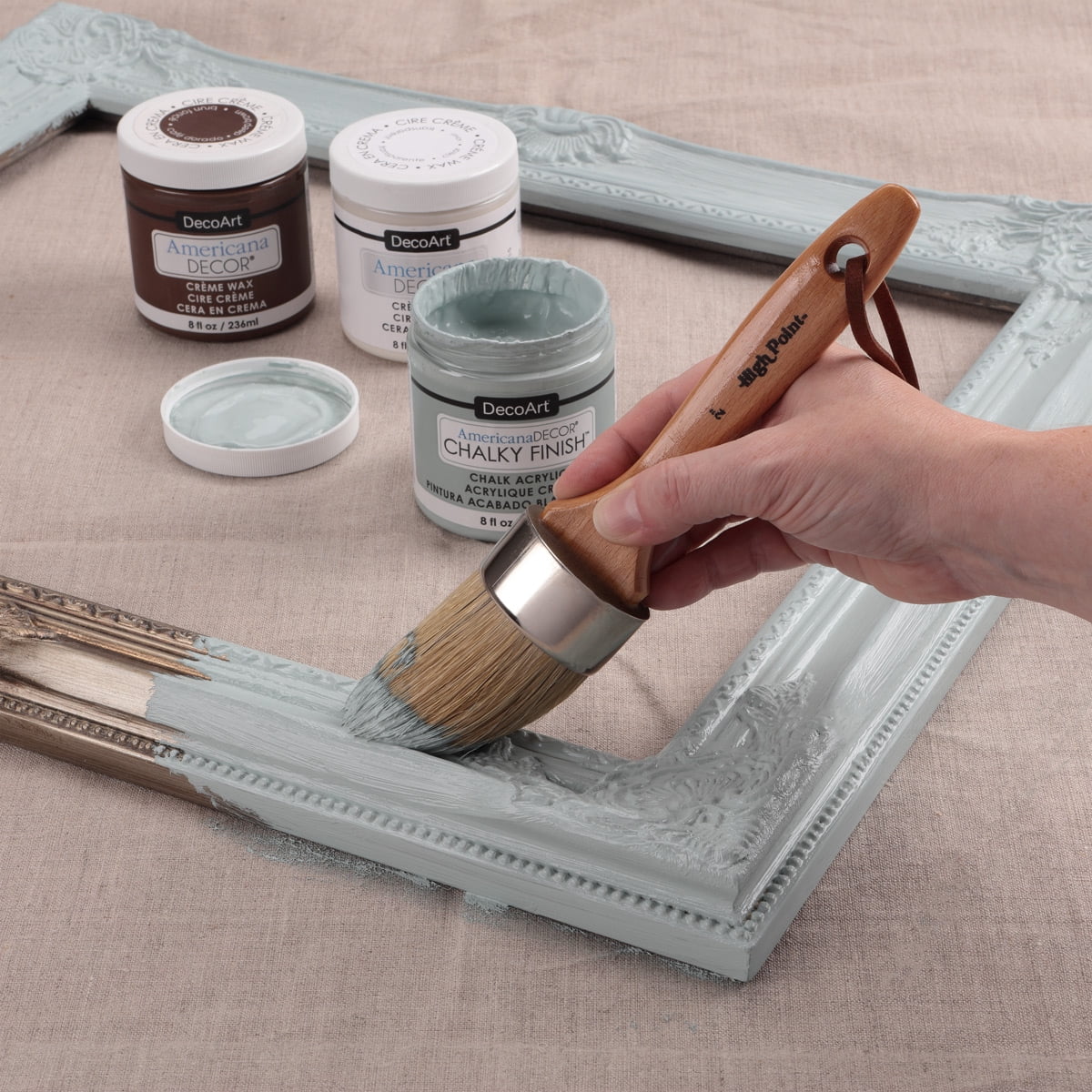 Large 2-in-1 Round Chalk & Wax Finishing Brush | Professional Quality For All Fine Art, Hobby & Chalk Paints, Faux Finishing, Stenciling & Wax Finishing [2" x 2.36" Brush Hair] - DOUBLE PACK