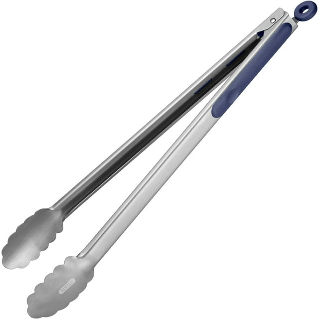 Pince de Cuisine en Acier Inoxydable 18/8: U-Taste Pince de Cuisson de 16 Pouces Résistante à la Chaleur avec Embouts Métalliques Robustes et Poignée en Silicone Antidérapante et Verrouillage Fluide pour Servir des Aliments Salade Gril BBQ (Bleu)