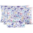 thumbnail image 1 of Floral Queen Sheets Soft Breathable Microfiber Vintage Printed Bed Sheet Set Deep Pocket Fitted Sheet Included Flower Pattern, 1 of 9