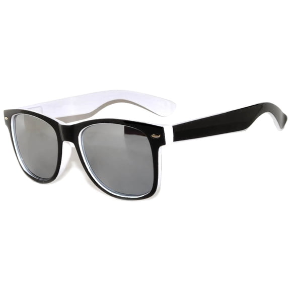 Retro Sunglasses - Two-tone Black White Frame / Mirror Lens