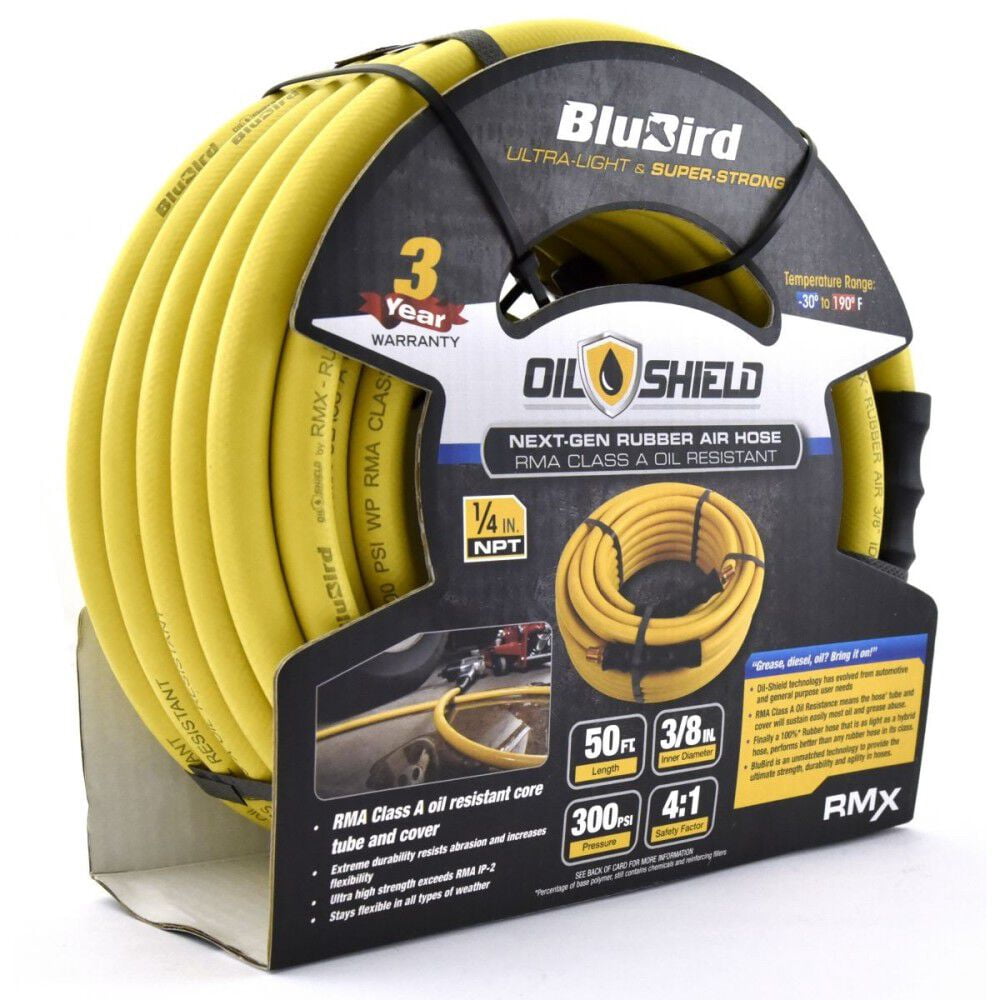 Blubird Oilshield Next-Gen 3/8 Inch X 50 Ft. Rubber Air Hose Assembly