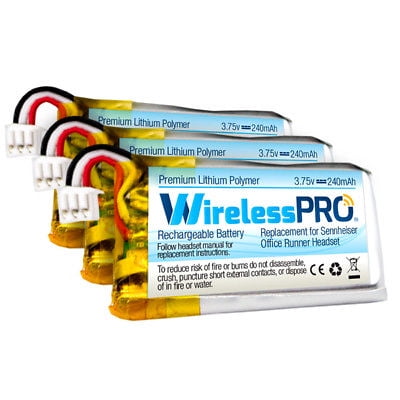 Wireless Pro Replacement battery for Sennheiser Headset OfficeRunner 504374 3 Pk