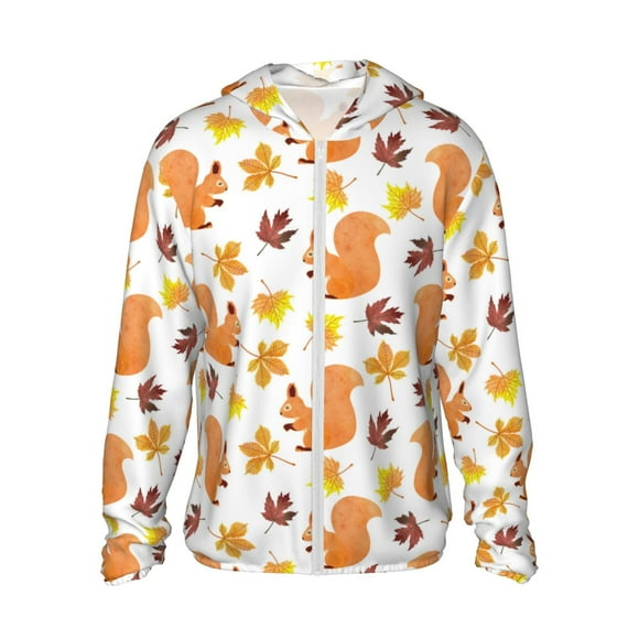 Vsdgher Sweat à Capuche Imprimé Écureuil Dessin Animé pour Hommes Femmes, Manches Longues Protection Solaire Pêche pour Course Natation-TG
