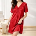 thumbnail image 2 of Bovxnpu Womens Nightgown Sleepshirt Pajama Dress Lace V Neck Casual Dress With Built In Bra Loungewear Sleepwear, 2 of 8
