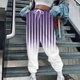 thumbnail image 1 of Puntoco Pantalones De Chándal Con Cintura Elástica Y Bolsillos Estampados A Rayas Para Mujer, Pantalón De Chándal, Color Morado, Xxl, 1 of 5