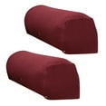 thumbnail image 1 of Wine Red Polyester Sofa Armrest Covers Set of 2 - Removable, Washable, Non-Slip Elastic Furniture Protectors for All Seasons with 10 Button Nails Included - Universal Fit Home Couch Arm Guards, 1 of 7