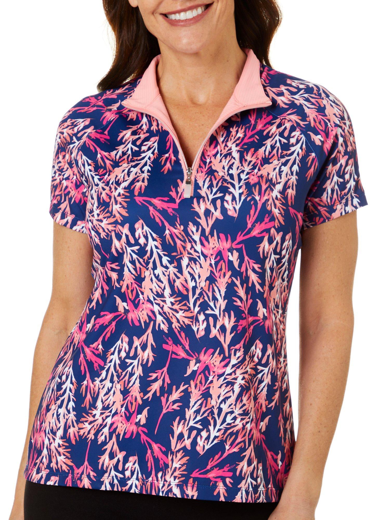 Coral Bay - Coral Bay Golf Womens Coral Print Polo Shirt - Walmart.com ...