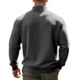 thumbnail image 4 of Dwelliawo Mens Quarter Zip Pullover Casual Slim Fit Pullover Sweater Mock Neck Long Sleeve Sweatshirt Lightweight Waffle Knit Active Shirts Dark Gray M, 4 of 5