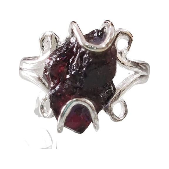 Natural Garnet Ring, Rough Garnet Gemstone Ring, January Birthstone, Hippie Wire Ring, 925 Sterling Silver, Womens Ring, Christmas, Thanksgiving, Handmade, Statement Jewelry, Rough Gemstone Jewelry