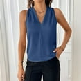 thumbnail image 4 of Ktyne Blue Shell Top Women Under Blazer Professional Sleeveless Blouse To Wear Under Blazers V Neck Vest Summer Fashion Work Tops Navy M, 4 of 7