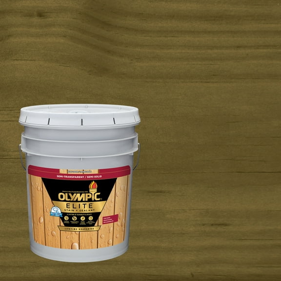Olympic Elite 5 Gallons ST-2017 Mushroom Semi-Transparent Exterior Stain and Sealer in One Low VOC