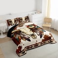 thumbnail image 3 of jejeloiu Bohemian Exotic Style Full Size Comforter Sets,Brown Beige Cowhide Bedding Sets For Adults Reversible 3 Pieces, 3 of 8
