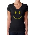 thumbnail image 1 of Women's Word Art V-Neck T-Shirt - Be Happy Smiley Face, 1 of 2