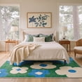 thumbnail image 2 of KUETH 2x6 Machine Washable Floral Runner Rug, Soft Low Pile Non Slip Backing Rug Runner, TEAL BLOOM Rug for Hallway Kitchen Bedroom, 2 of 5
