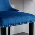 thumbnail image 3 of Counter Height Bar Stools Set of 2, Wing-Back Bar Chairs with Button Tufted Decoration and Wooden Legs, Upholstered Island Chairs with Footrest for Kitchen Island, Blue, 3 of 9