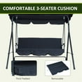 thumbnail image 4 of 3-Seat Swing Chair, Canopy Swing with Adjustable Canopy and Removable Cushion, Patio Porch Swing with Steel Frame for 440LBS Capacity, Black, 4 of 7