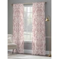 thumbnail image 4 of Pink Baroque Sheer Curtains 96 Inch Length 2 Panels Set, Farmhouse Scroll Floral Damask Patterned Voile Window Treatment Semi Sheer Long Curtains Drapes for Bedroom/Living Room/Kitchen 52"x96"x2, 4 of 7