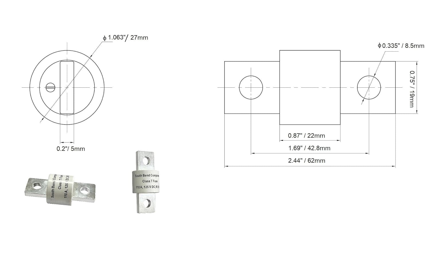 South Bend Components 150A Class T Fast Blow Fuse (5-Pack)