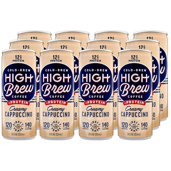 (Pack of 12) High Brew Coffee Creamy Cappuccino Cold-Brew, 8 fl oz