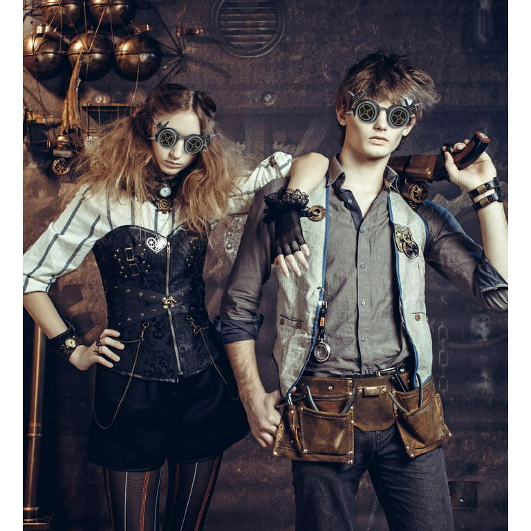 Attitude Studio Steampunk Goggles Steam Punk Glasses Cosplay Costume -  Silver