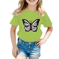 thumbnail image 1 of GDREDA Vêtements Fille Enfants Filles Mignon Imprimé Graphique Col Rond Manches Courtes Tee Été Décontracté T-Shirt Tunique T-Shirt pour Fille Vert Clair,8-9 Ans, 1 of 4