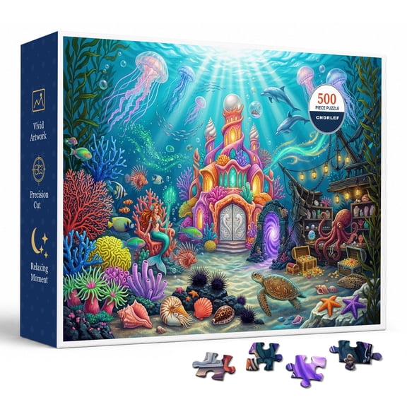CNDRLEF Underwater Mermaid Castle 500 Pieces Jigsaw Puzzle for Adults, 20.5 x 15 in