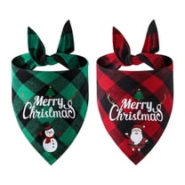 FAMTKT Dog Bandanas, 2Pc Christmas Plaid Dog Bandana Small and Medium Sized Dog Christmas Decoration, Adjustable Accessories for Small To Large Dog Puppy Cat