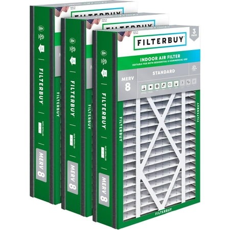 

Filterbuy 16x25x3 MERV 8 Pleated HVAC AC Furnace Air Filters for Trion Air Bear 255649-101 Lennox X0581 and More (3-Pack)