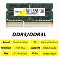 thumbnail image 2 of DDR3 DDR3L 4GB 8GB Laptop Memory Ram PC3 1066 1333 1600Mhz PC3L 8500 10600 12800 204Pin Non-ECC SODIMM Notebook Memoria Ram D3 2X8GB 1333 1.5V, 2 of 5