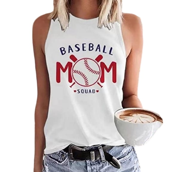 ZPAQI Baseball Mom Tank Top for Women Workout Summer Sleeveless O-Neck T-Shirt Vest