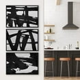 thumbnail image 4 of IDEA4WALL Framed Canvas Print Wall Art Set of 3 Black Ink Paint Stroke Grid Landscape Abstract Pattern Wall Decor Retro Geometric Graffiti Prints Contemporary Minimal Artwork - 16"x24"x3 Black, 4 of 5