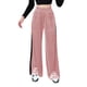 thumbnail image 1 of Pantalones casuales ajustados de gamuza con cintura alta de color sólido y drapeado a juego, pantalones anchos y sueltos para mujer, 1 of 5