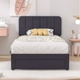 thumbnail image 4 of VECELO Upholstered Platform Bed Frame with Storage Drawers, Twin Size Bed Frame with Adjustable Headboard, No Box Spring Needed, Black, 4 of 7