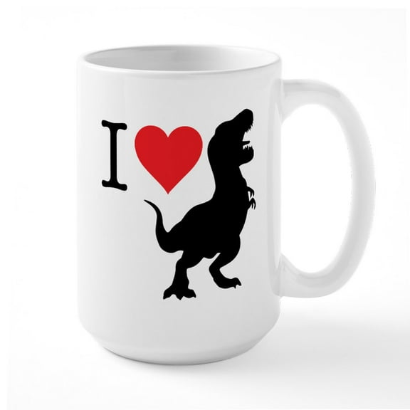 CafePress - I Love T Rex - 15 oz Ceramic Large White Novelty Mug