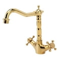 thumbnail image 3 of Falleo Clearance Antique Brass Bathroom Sink Faucet Cold Hot Double Cross Handle Faucet Kitchen Water Tap Gold, 3 of 5
