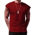 thumbnail image 1 of Débardeur pour Homme Sans Manches d'Entraînement T-Shirts de Musculation Décontractés d'Été Débardeurs Rouge Vin P, 1 of 6