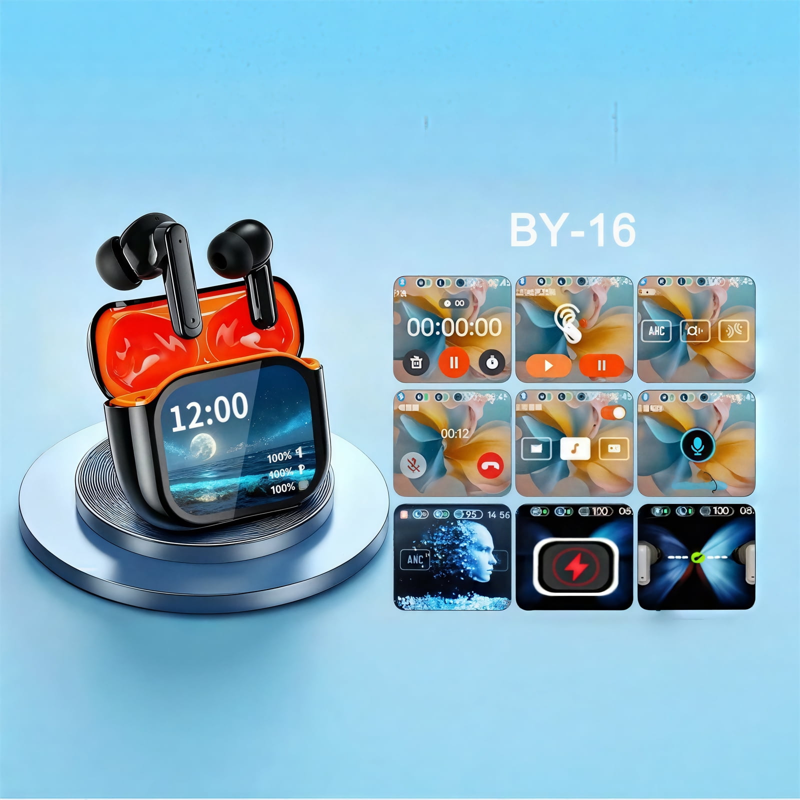 AI Translation Earbuds with Smart Touchscreen Case, Real-Time Two-Way Language Translator, Bluetooth Wireless Earbuds with Free App, No Subscription, for Travel & Daily Use