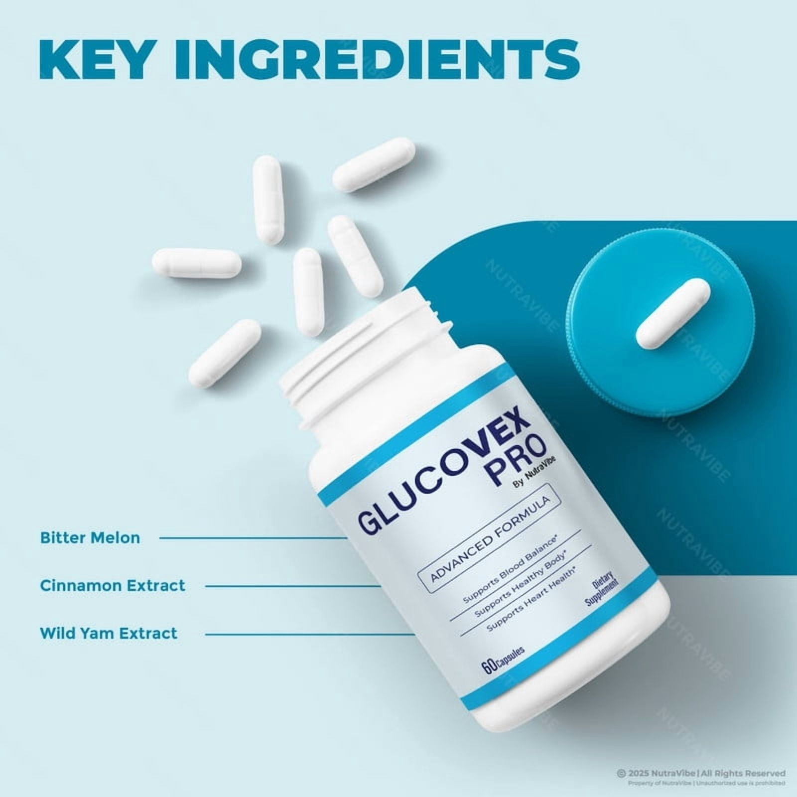 (2 Pack) Glucovex Pro Capsules - Official GlucovexPro Pills to Maintain Overall Health, All Natural Blood Formula For Healthy and Stable Levels, Glucovex Pro Review (120 Capsules)
