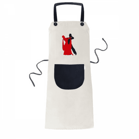 

Social Dancing Duet Dance Dancer Apron Adjustable Bib Cotton Linen BBQ Kitchen Pocket Pinafore