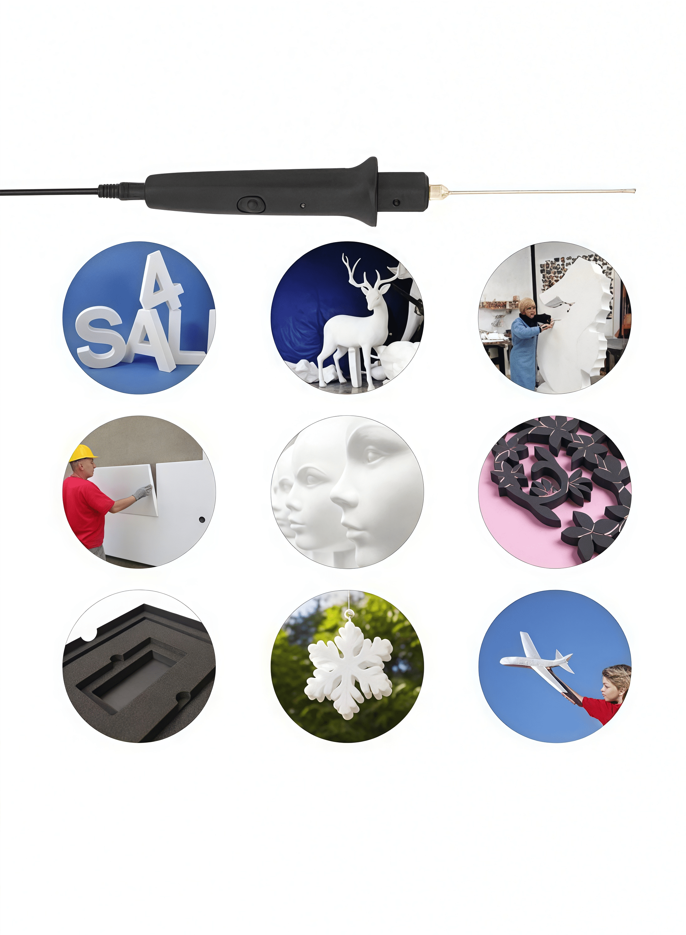 Electric Foam Cutter Kit 4 in 1 Styrofoam Carving Pen Tools Set for Polyethylene Eva Crafts（British Standard）  4.3