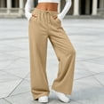 thumbnail image 4 of Pantalones Deportivos de Pierna Ancha para Mujer - Cintura Elástica con Cordón, Sueltos, Casuales, de Color Sólido, Ligeros, con Bolsillos, S, 4 of 9