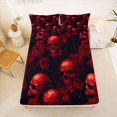 thumbnail image 5 of Homewish Spooky Halloween Skull Bed Sheets,Crimson Rose Pattern Full Size Sheets,Black Red,4pcs,1 Flat Sheet,1 Fitted Sheet and 2 Pillowcases, 5 of 6
