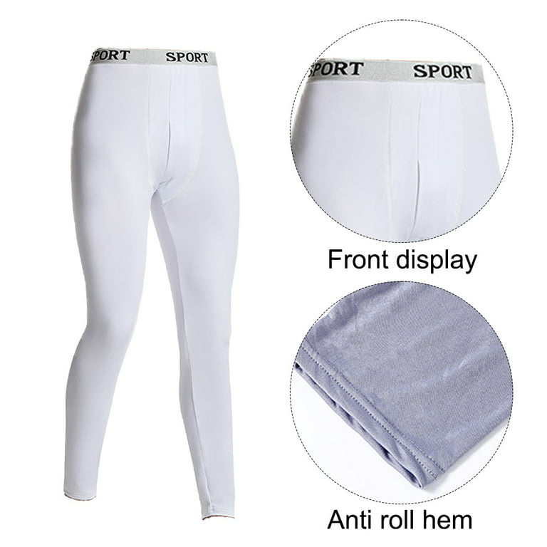 Men'S Traditional Thermal Underwear Long Johns Bottom (1Pack-White,Xxl)  Thin No Fleece