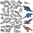 thumbnail image 1 of Sellos transparentes de dinosaurios: huesos, huellas de patas, huevos de dinosaurio. Sellos de silicona transparentes reutilizables de estilo retro., 1 of 9
