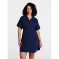 thumbnail image 2 of Time and Tru Women's Linen Blend Pleated Mini Shirtdress with Short Sleeves, Sizes XS-XXXL, 2 of 6