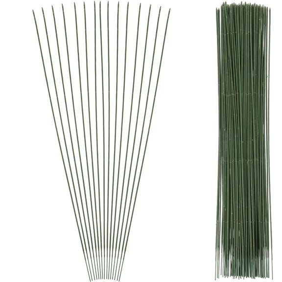 VERDANVERSE Floral Flower Stem Wire Green 100Pcs 15.7X0.04In