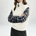 thumbnail image 5 of THNCYX Half Zip High Neck Long Sleeve Knit Tops For Women Colorblock Casual Winter Sweaters Soft Comfort Womens Sweaters Modern Look, 5 of 5