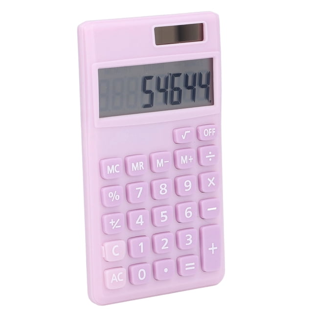 Calculadora Portátil Diseño de Teclas Grandes Pantalla Lcd de 8 Dígitos Doble Potencia para Negocios, Oficinas, Escuelas Diseño de Color Caramelo, Material ABS Resistente